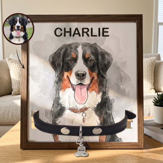 Custom-Pet-Portrait-Watecolor-Art-Pet-Collar-Frame-Keepsake-Personalized-Frame-1