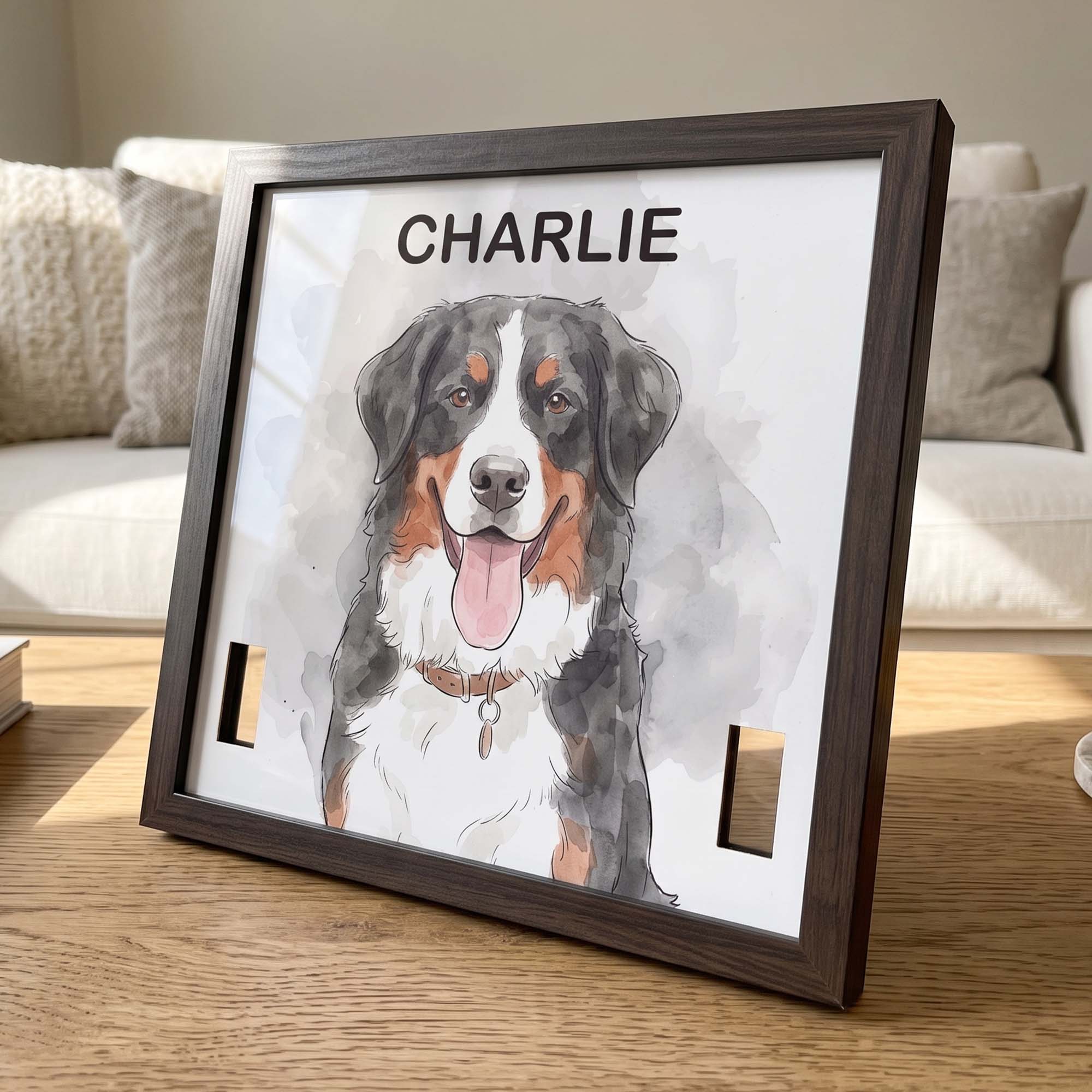 Custom-Pet-Portrait-Watecolor-Art-Pet-Collar-Frame-Keepsake-Personalized-Frame-2