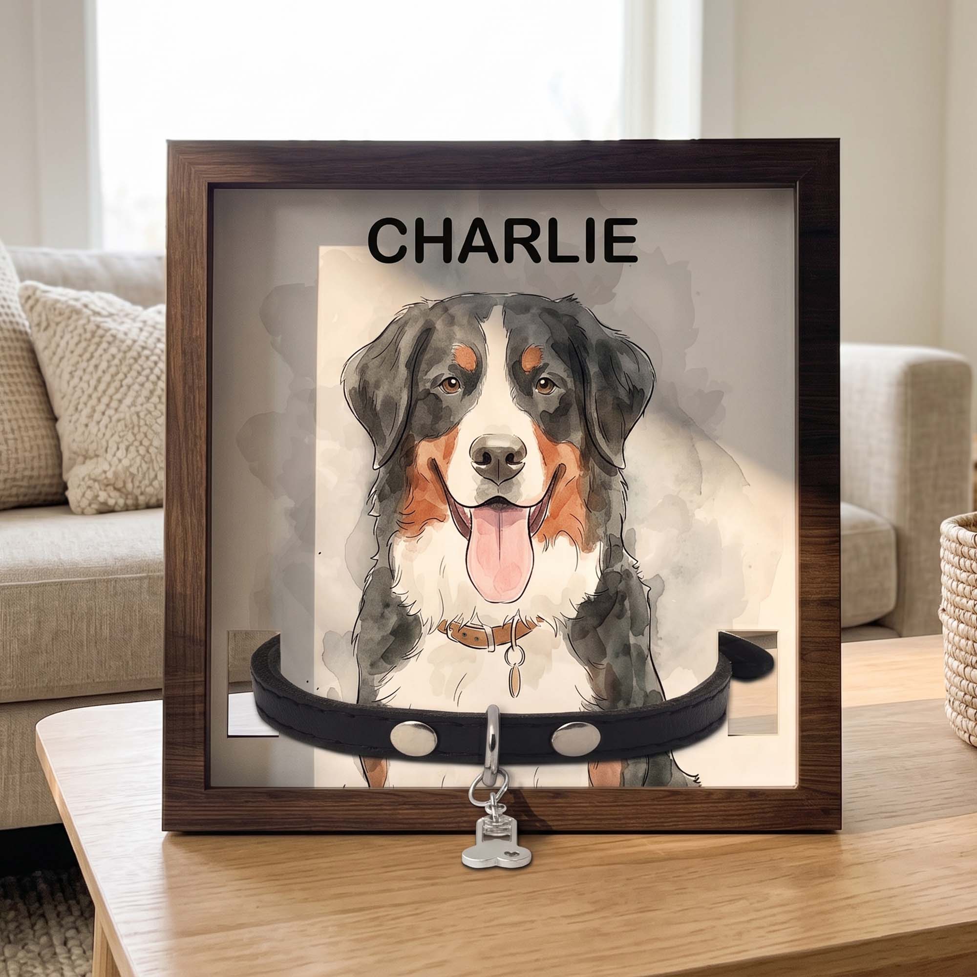 Custom-Pet-Portrait-Watecolor-Art-Pet-Collar-Frame-Keepsake-Personalized-Frame-3
