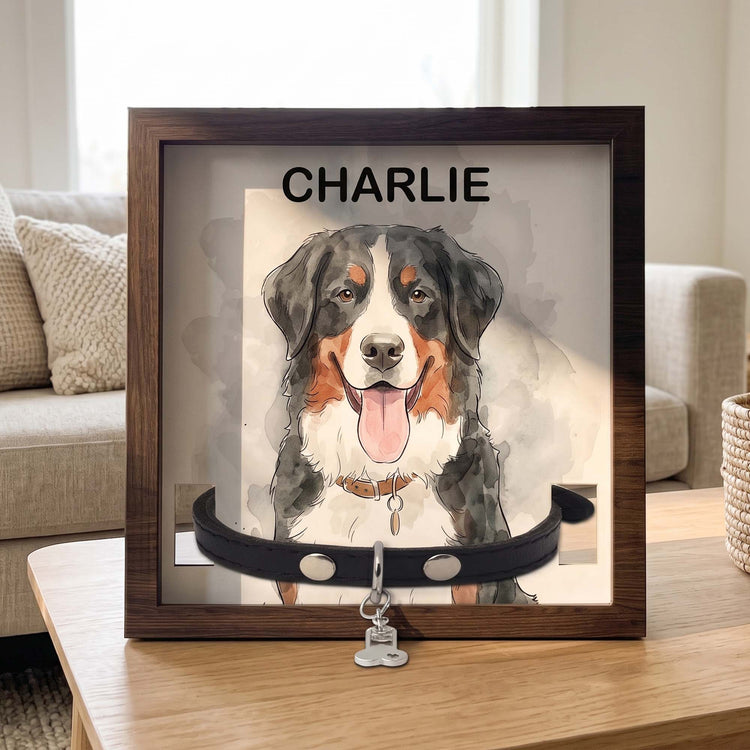 Custom-Pet-Portrait-Watecolor-Art-Pet-Collar-Frame-Keepsake-Personalized-Frame-3
