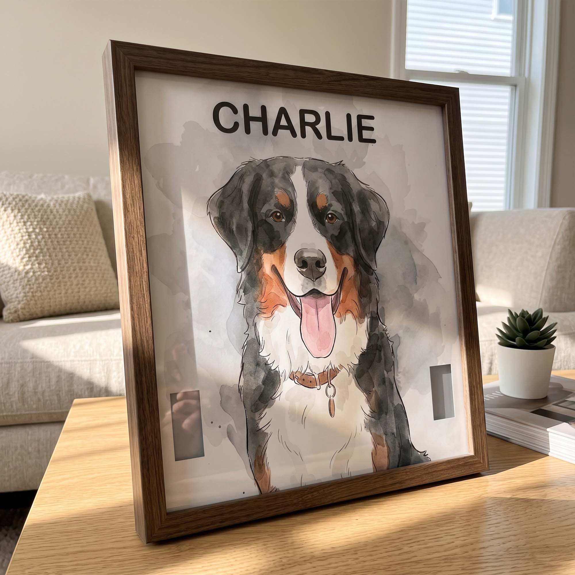 Custom-Pet-Portrait-Watecolor-Art-Pet-Collar-Frame-Keepsake-Personalized-Frame-4