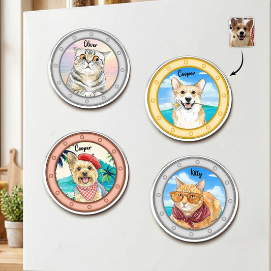 Custom-Pet-Portrait-Watercolor-Art-Funny-Cruise-Door-Decor-Personalized-Magnet-1