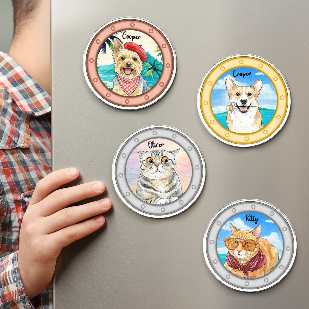 Custom-Pet-Portrait-Watercolor-Art-Funny-Cruise-Door-Decor-Personalized-Magnet-3