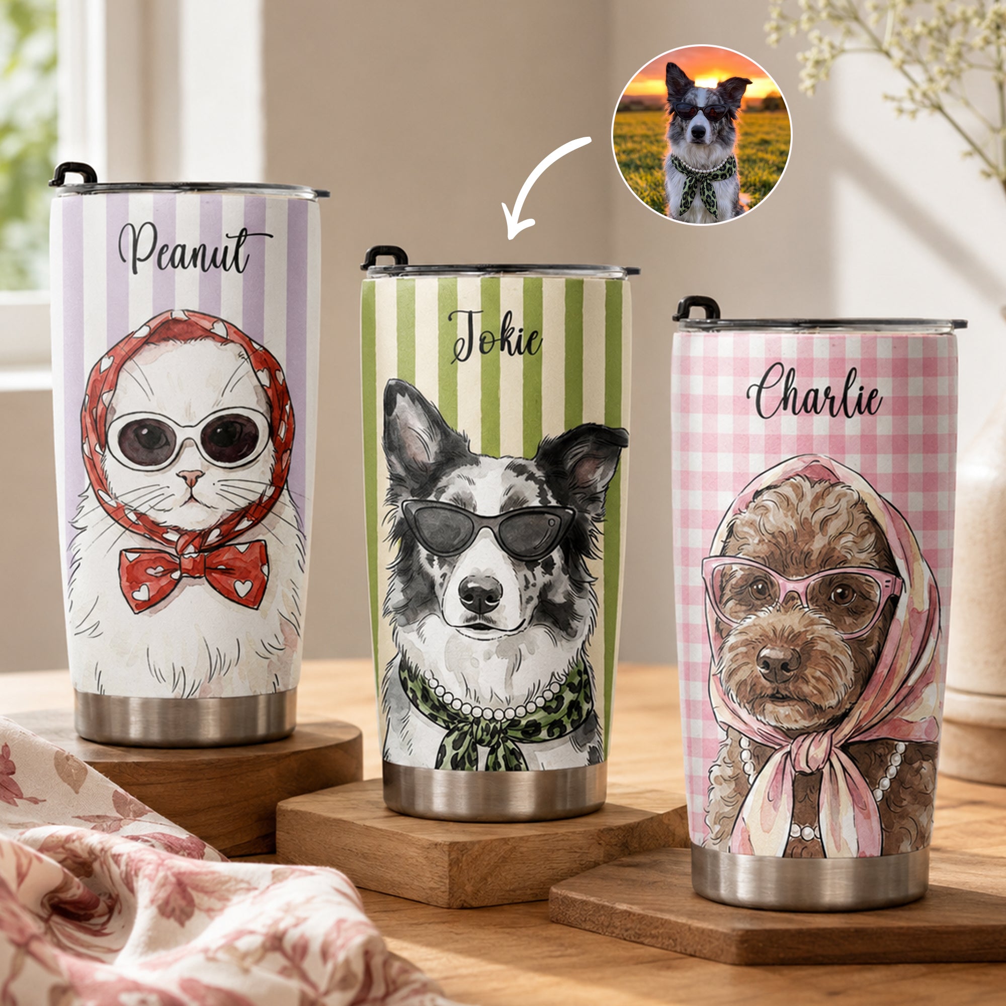 Custom-Pet-Portrait-Watercolor-Art-Gift-For-Dog-Mom-Cat-Mom-Personalized-Tumbler-Cup-1