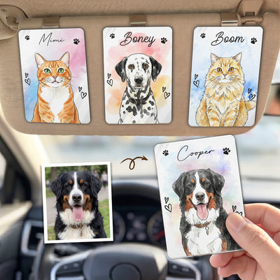 Custom Pet Portrait Watercolor Art Gift For Pet Lovers - Personalized Visor Clip
