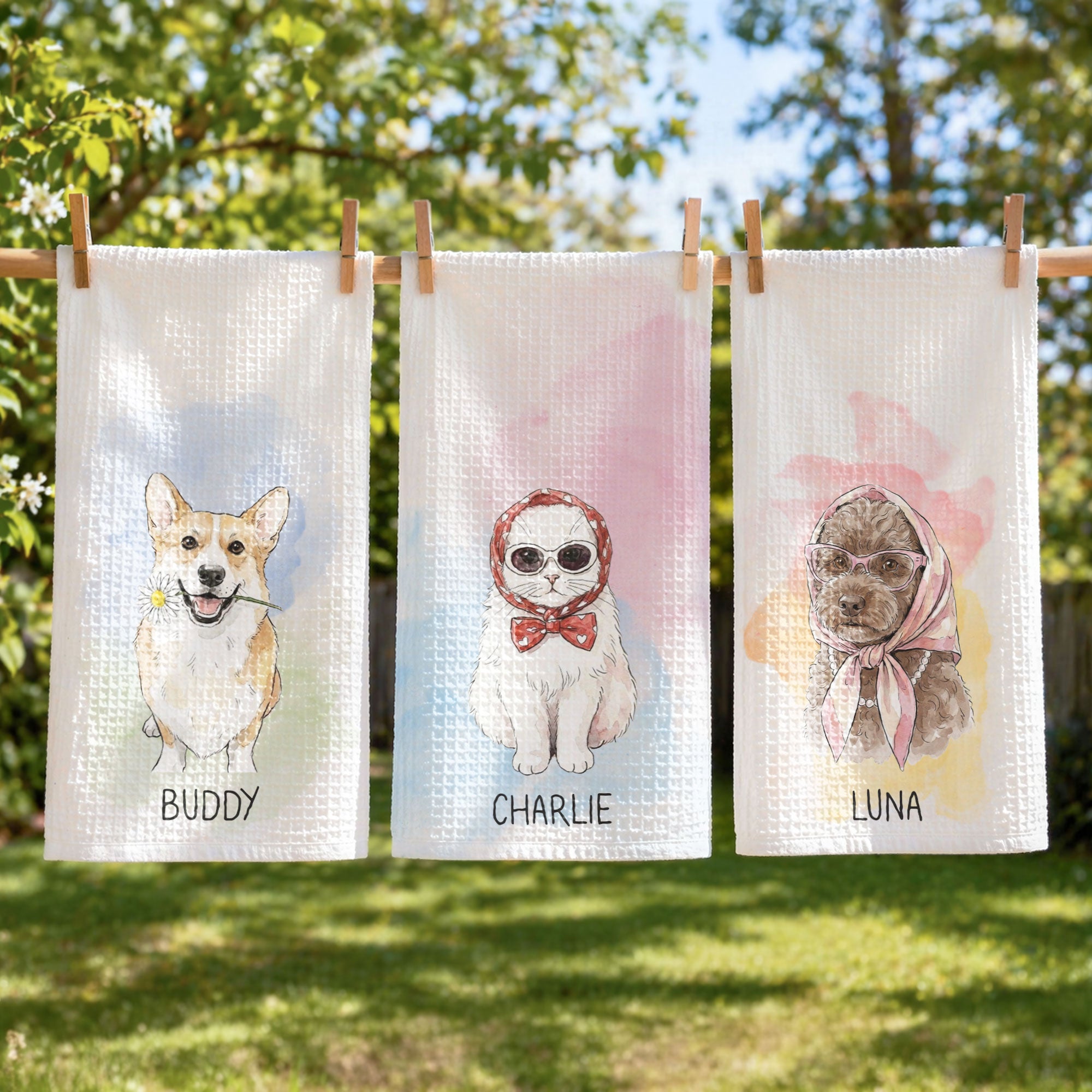 Custom-Pet-Portrait-Watercolor-Art-New-Home-Gifts-For-Pet-Lovers-Personalized-Kitchen-Towel-2