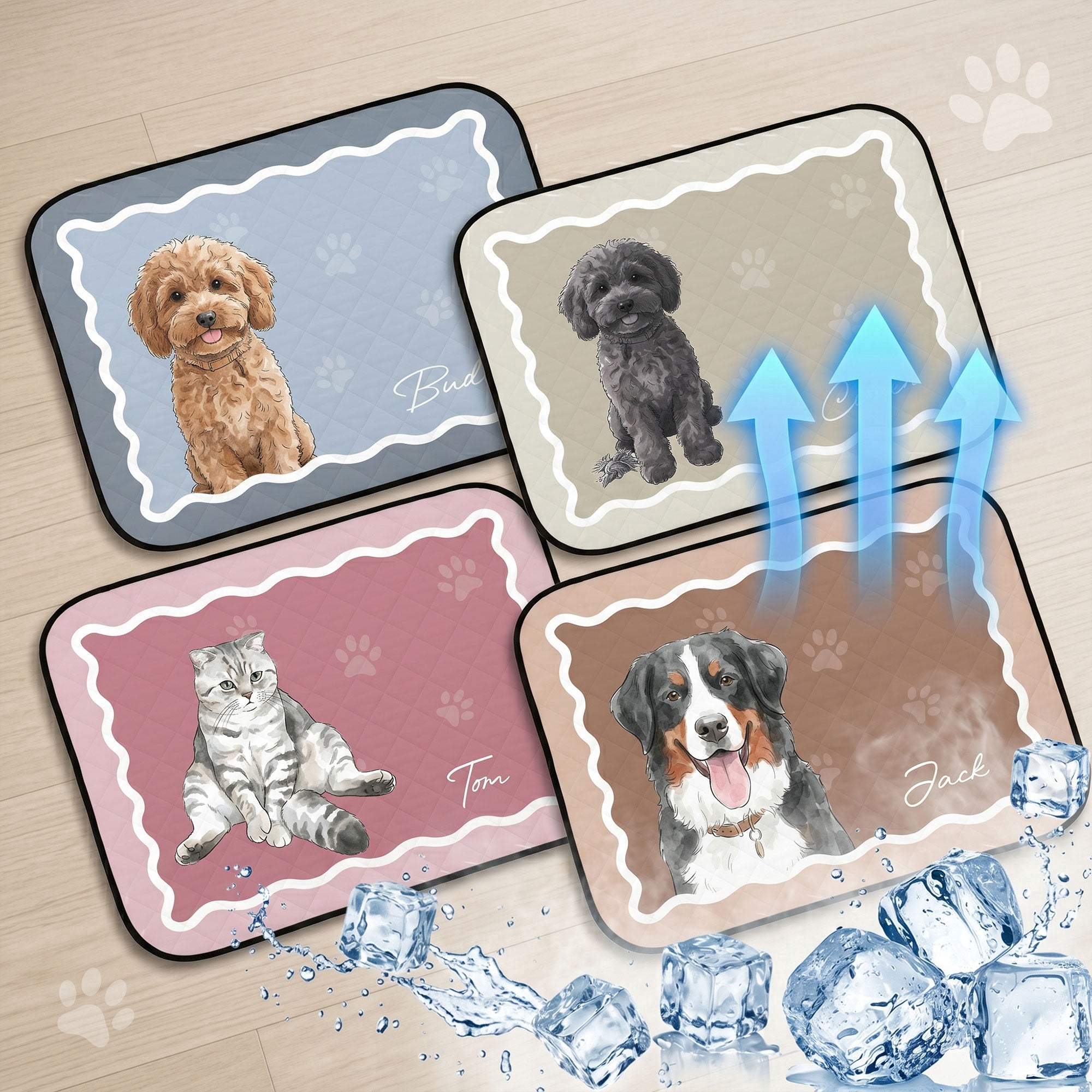 Custom_Pet_Portrait_Watercolor_Art_Personalized_Cooling_Mat_2