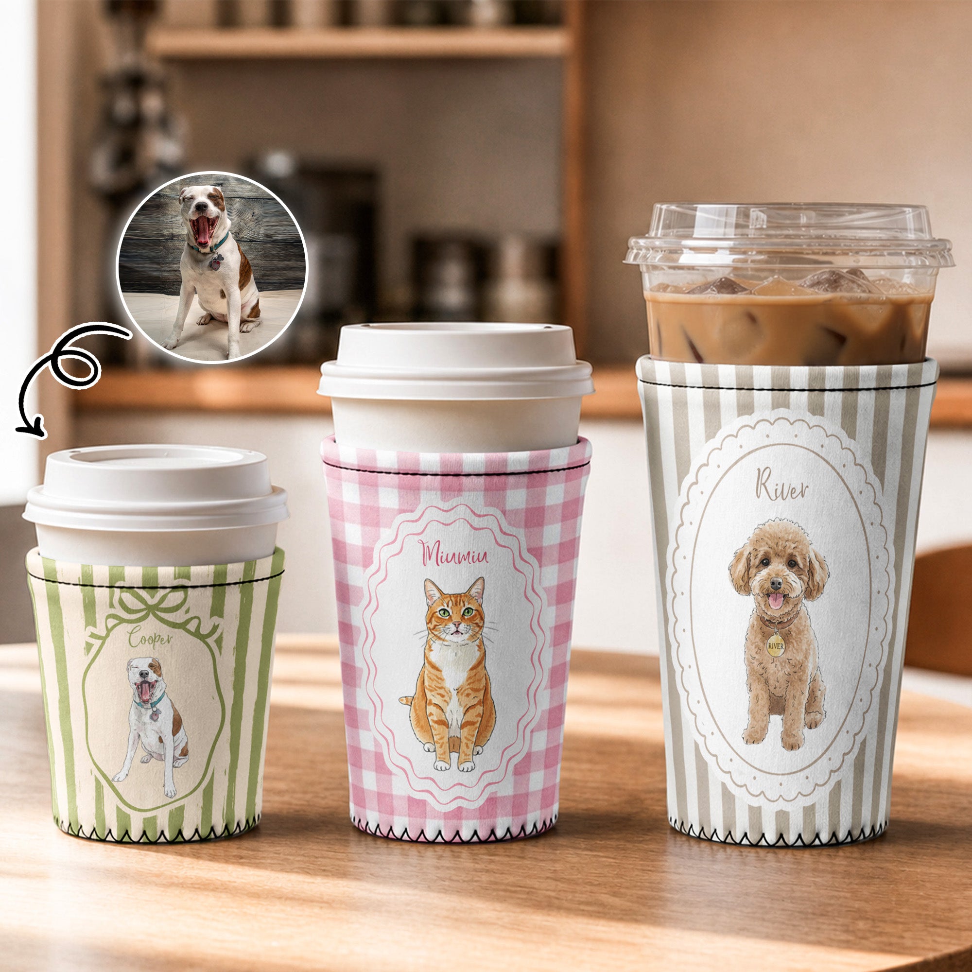 Custom-Pet-Portrait-Watercolor-Art-Personalized-Iced-Coffee-Sleeve-1