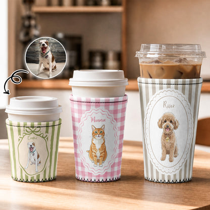 Custom-Pet-Portrait-Watercolor-Art-Personalized-Iced-Coffee-Sleeve-1