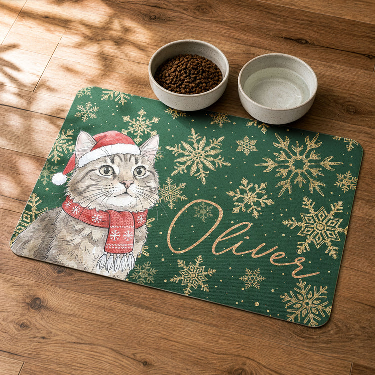 Custom-Pet-Portrait-Watercolor-Art-Snowflake-Christmas-Personalized-Pet-Feeding-Mat-2