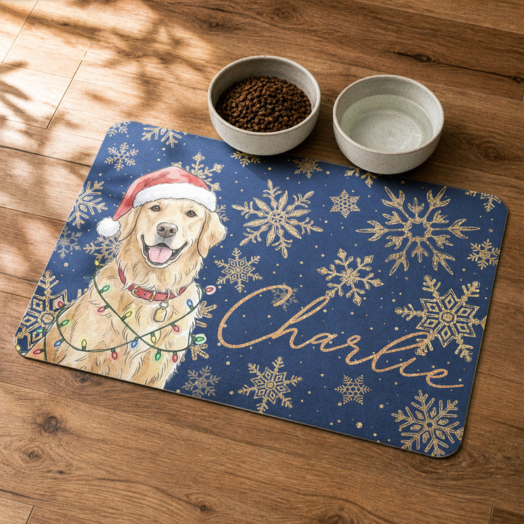 Custom-Pet-Portrait-Watercolor-Art-Snowflake-Christmas-Personalized-Pet-Feeding-Mat-3