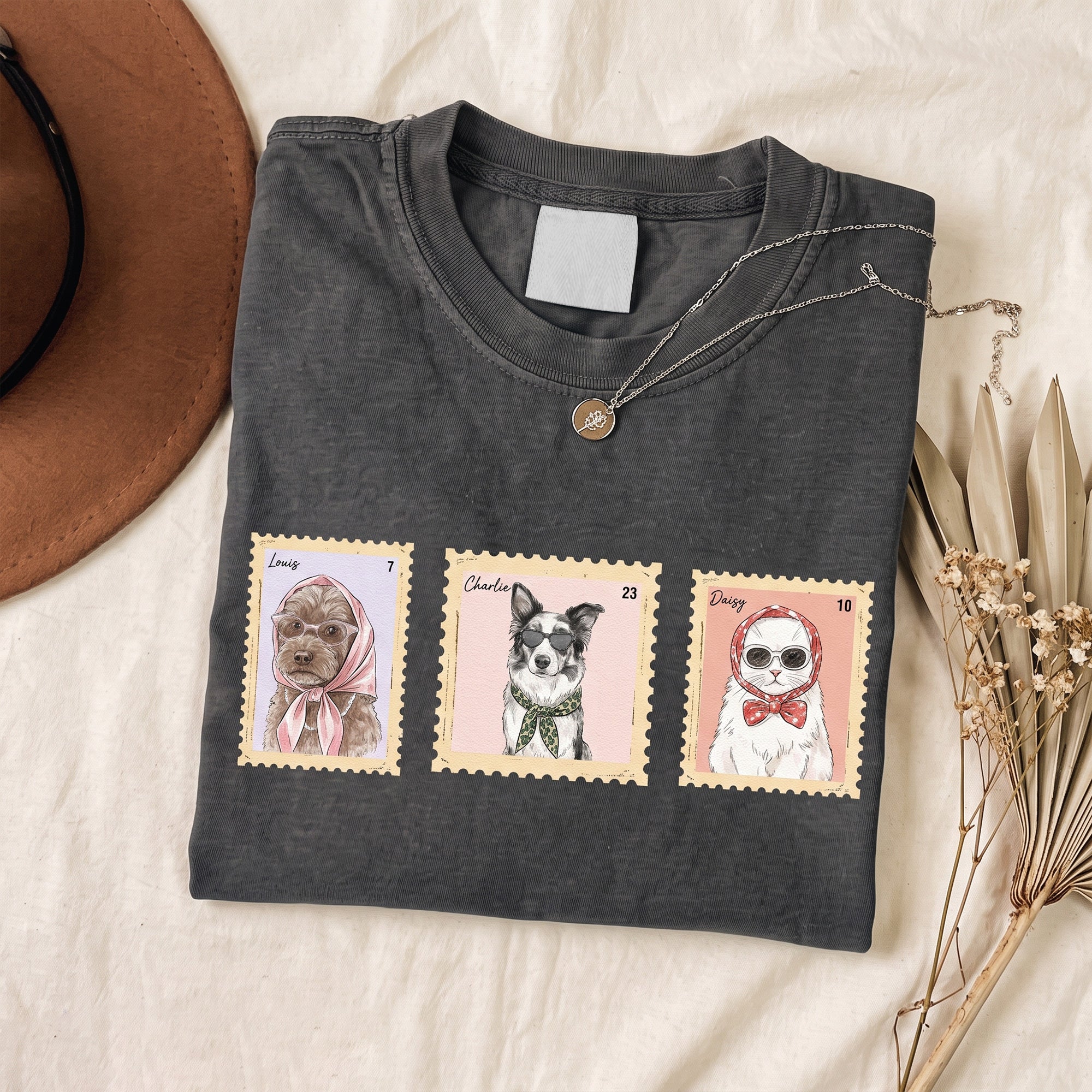 Custom-Pet-Portrait-Watercolor-Art-Stamp-Comfort-Tee-Personalized-Shirt-2