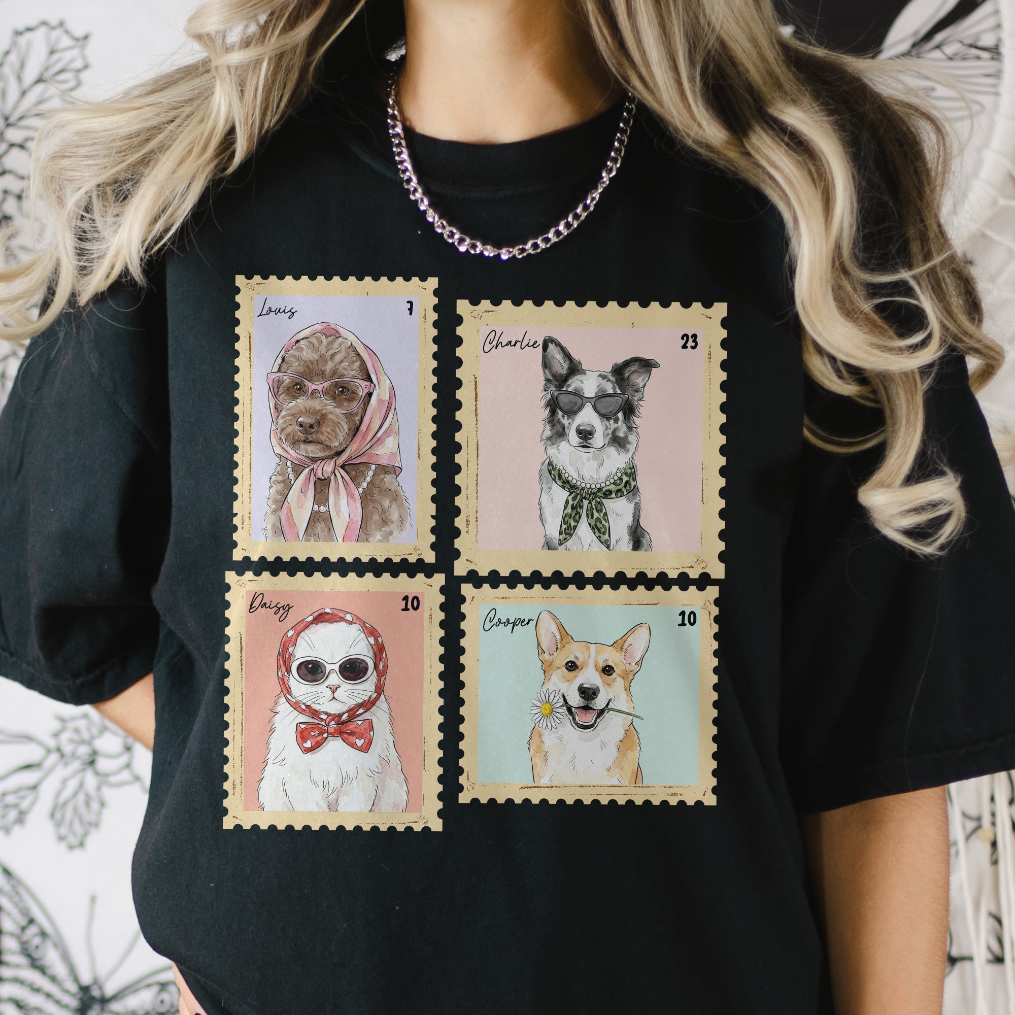 Custom-Pet-Portrait-Watercolor-Art-Stamp-Comfort-Tee-Personalized-Shirt-5
