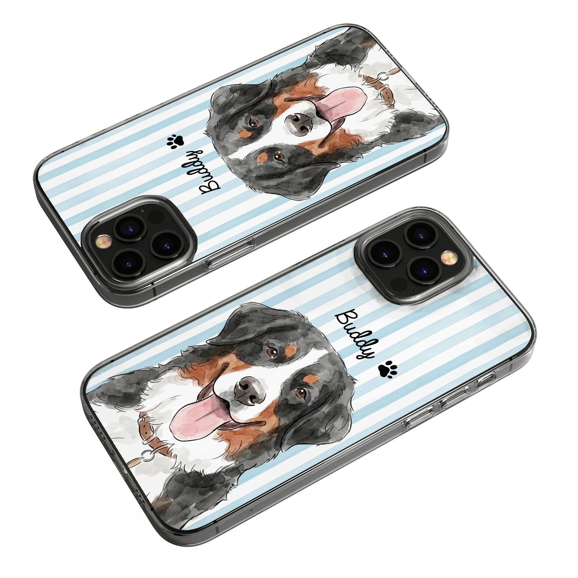 Custom-Pet-Portrait-Watercolor-Art-Striped-Pattern-Gift-For-Pet-Lovers-Personalized-Phone-Case-6