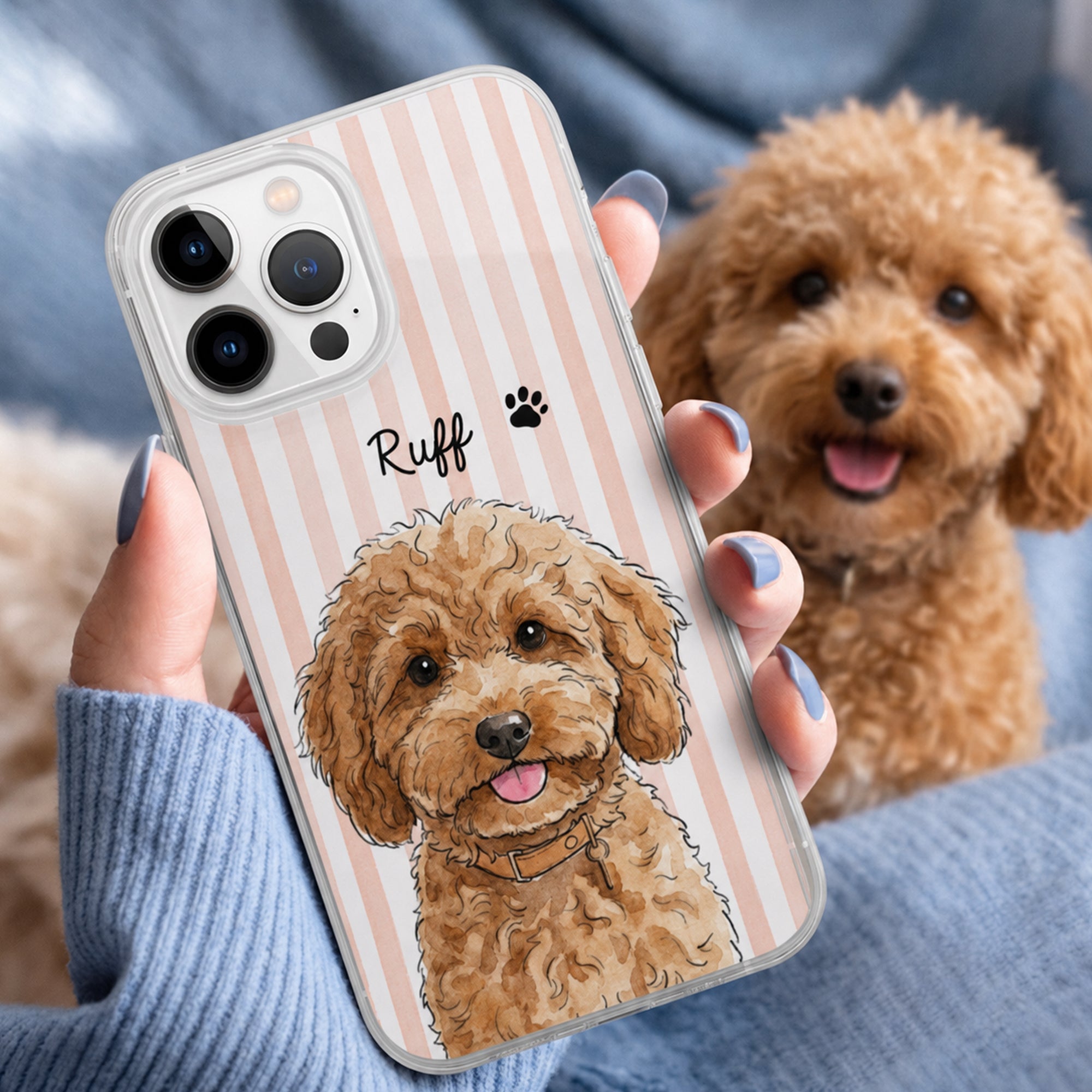 Custom-Pet-Portrait-Watercolor-Art-Striped-Pattern-Gift-For-Pet-Lovers-Personalized-Phone-Case-8