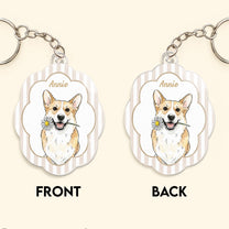 Custom-Pet-Portrait-Watercolor-Art-Striped-Pattern-Gifts-For-Dog-Mom-Cat-Mom-Personalized-Keychain-6