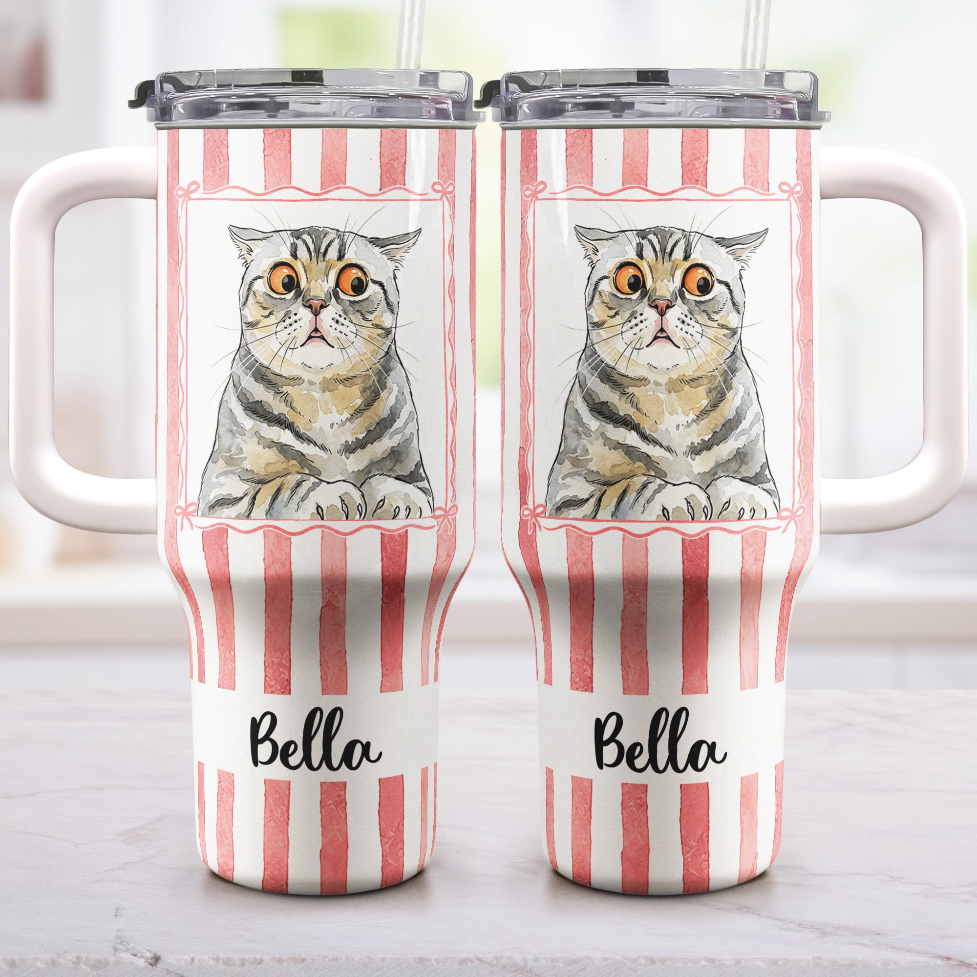 Custom-Pet-Portrait-Watercolor-Art-Striped-Pattern-New-Version-Personalized-40oz-Tumbler-2