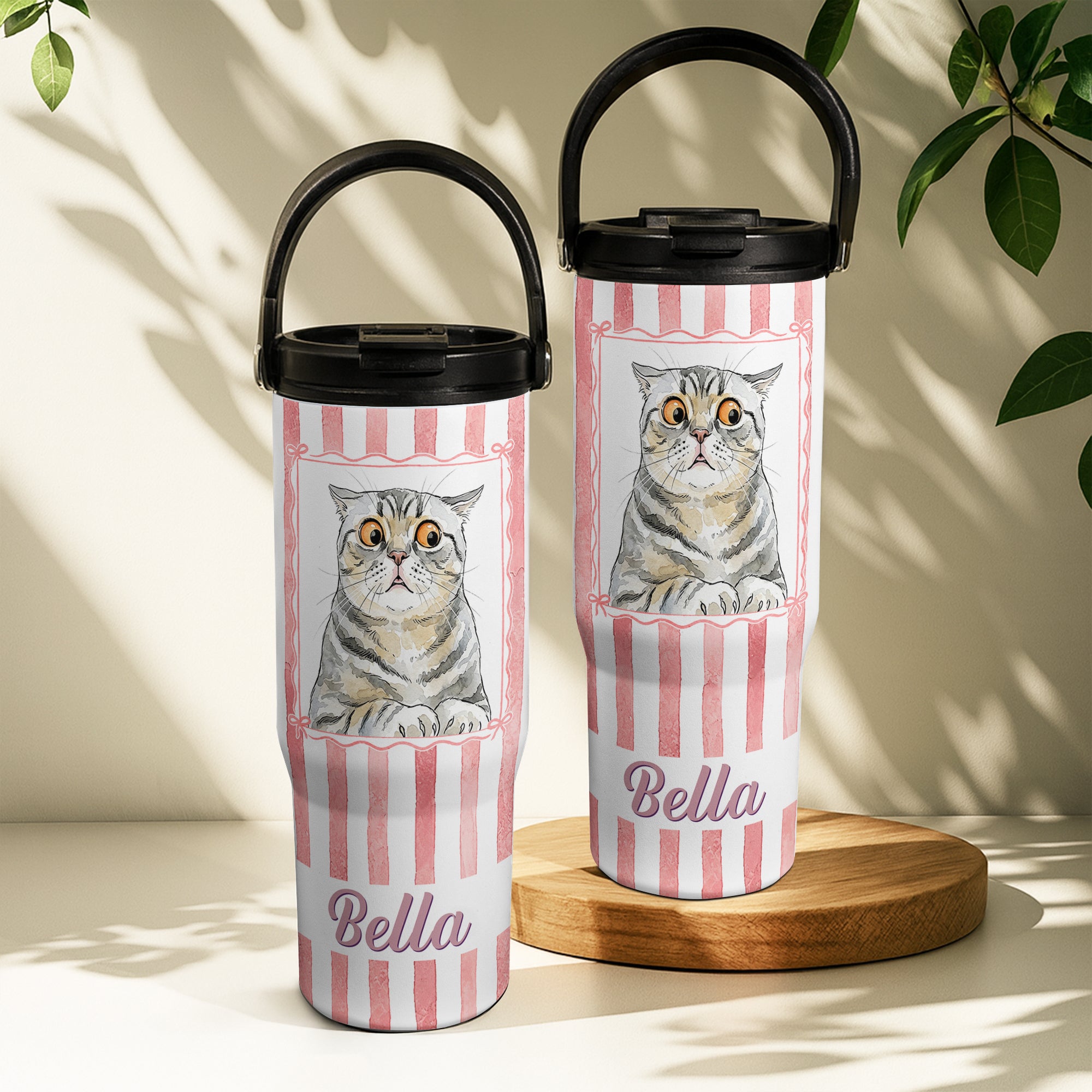 Custom-Pet-Portrait-Watercolor-Art-Striped-Pattern-Personalized-30oz-Tumbler-2