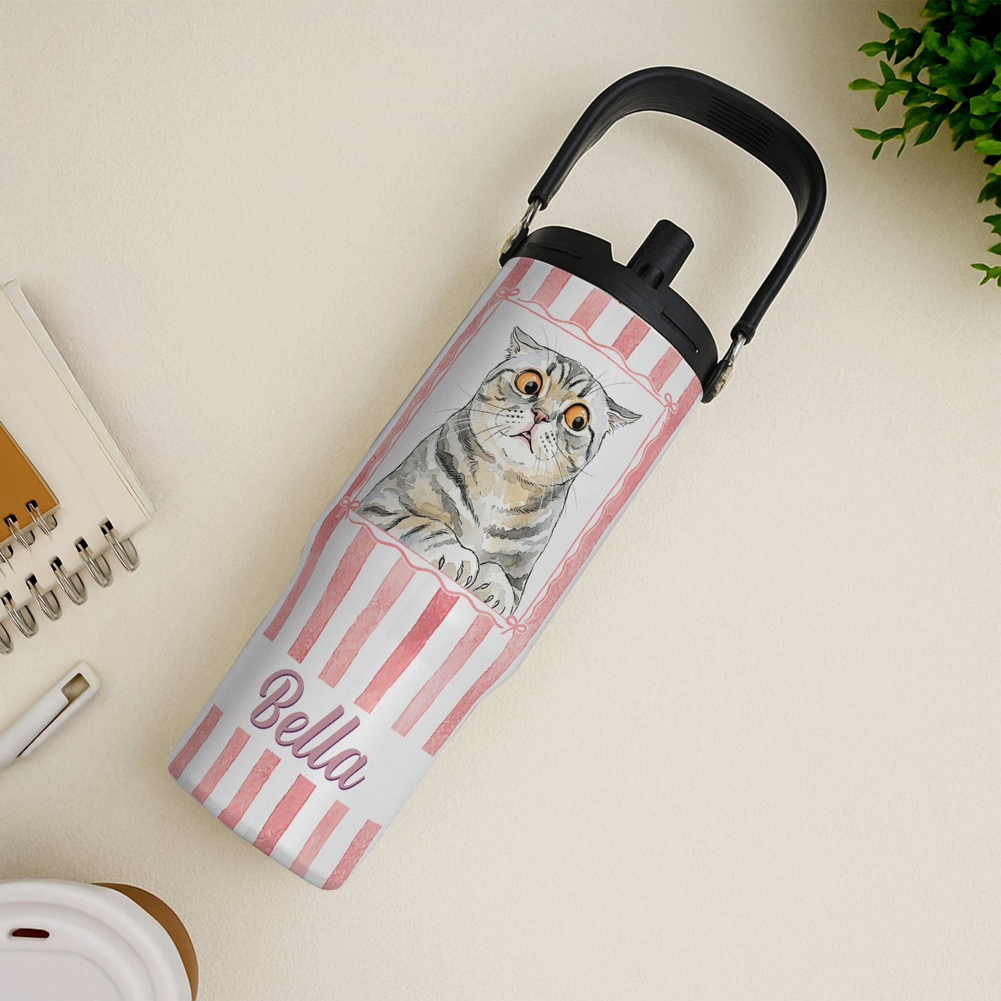 Custom-Pet-Portrait-Watercolor-Art-Striped-Pattern-Personalized-30oz-Tumbler-3