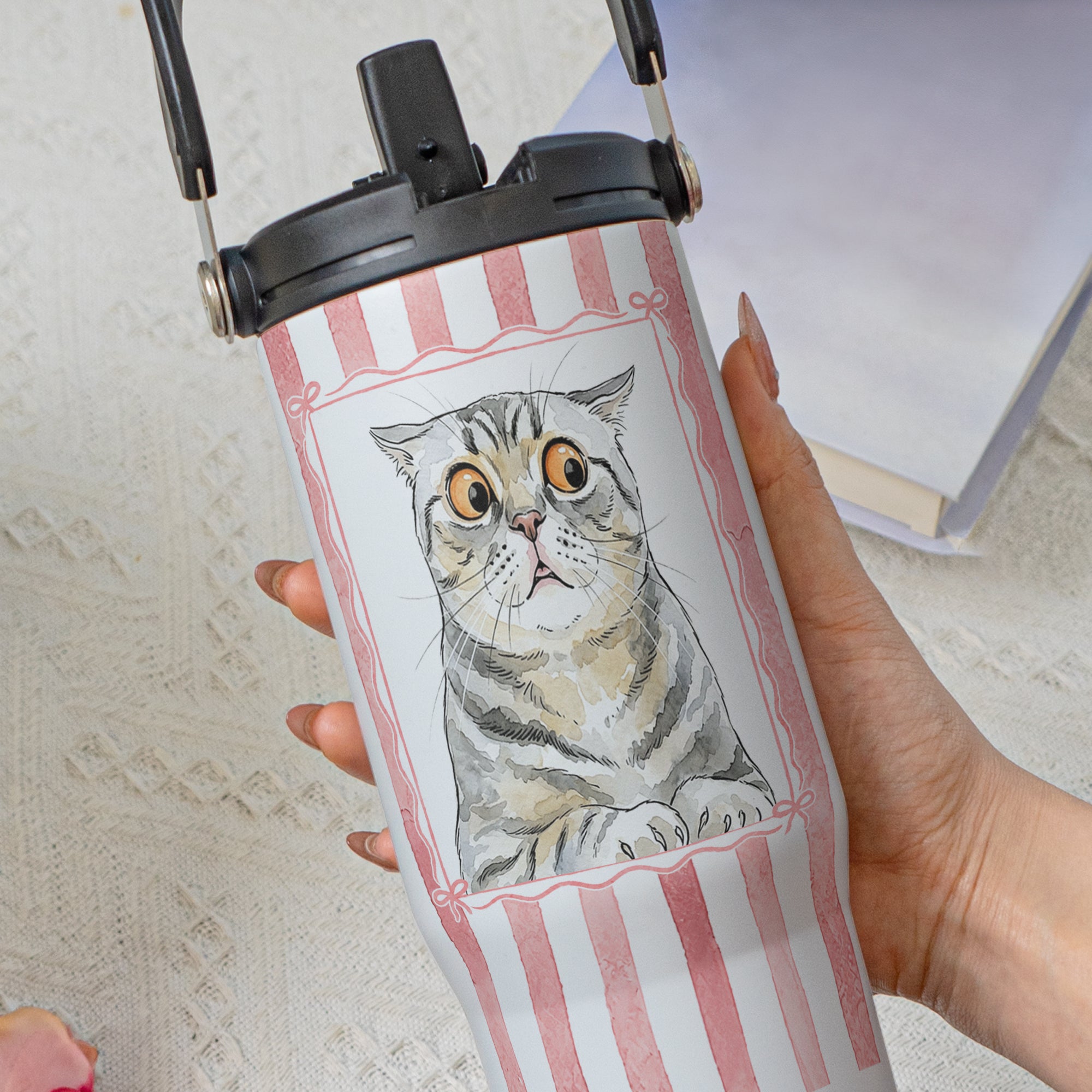 Custom-Pet-Portrait-Watercolor-Art-Striped-Pattern-Personalized-30oz-Tumbler-4