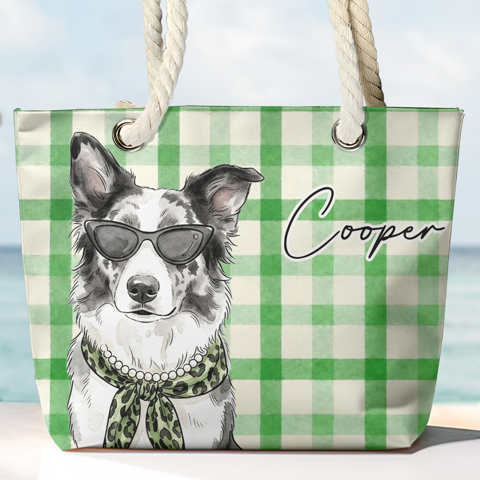Custom-Pet-Portrait-Watercolor-Art-Summer-Beach-Accessories-Personalized-Beach-Bag-2