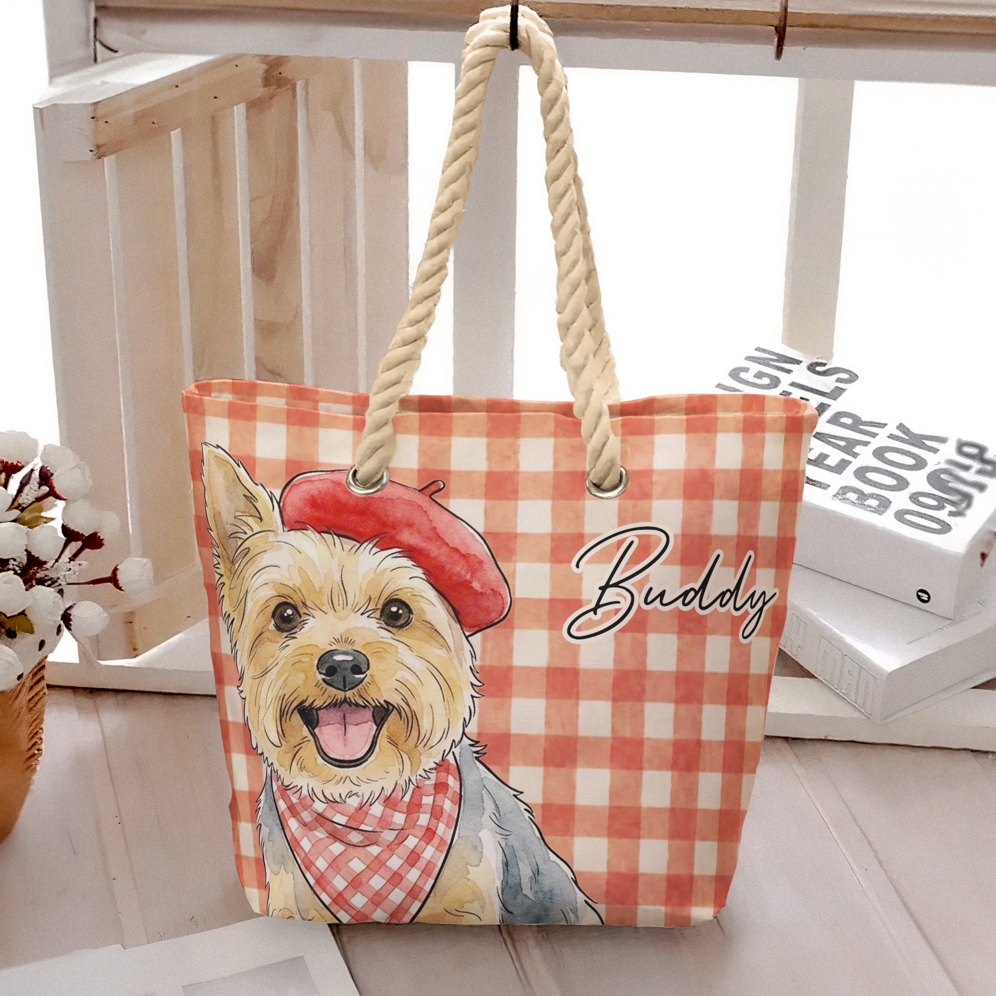 Custom-Pet-Portrait-Watercolor-Art-Summer-Beach-Accessories-Personalized-Beach-Bag-5