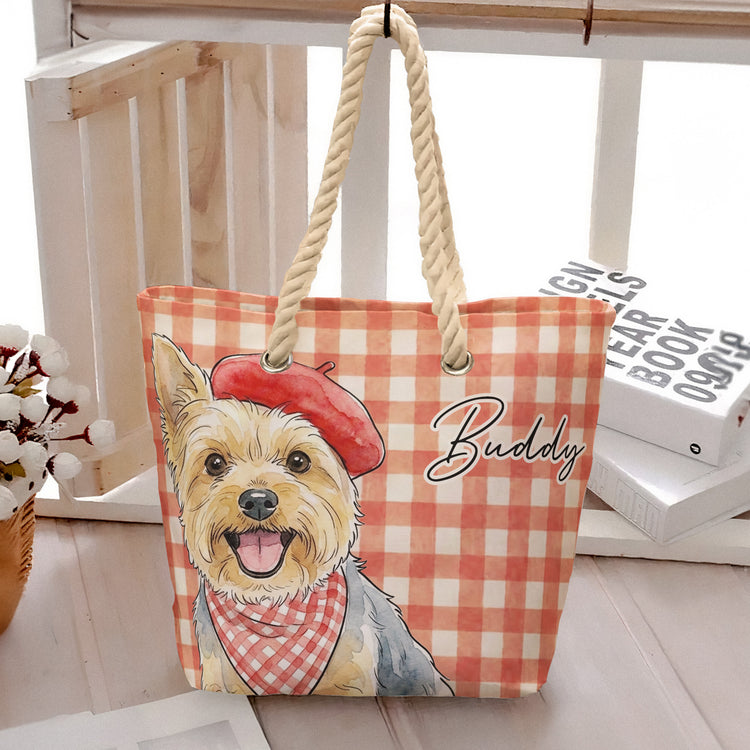 Custom-Pet-Portrait-Watercolor-Art-Summer-Beach-Accessories-Personalized-Beach-Bag-5