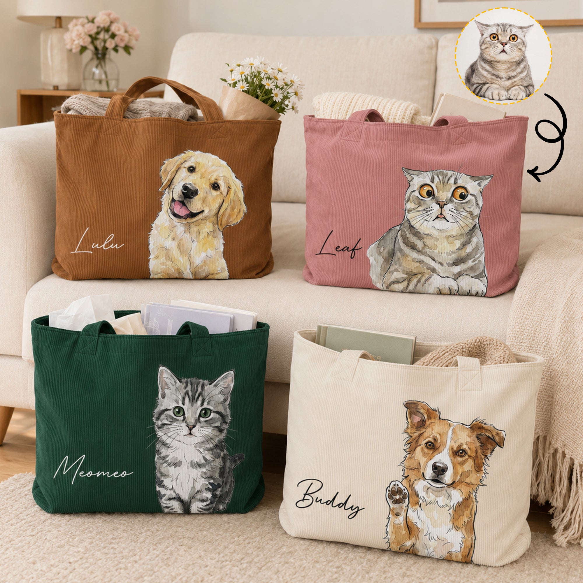 Custom-Pet-Portrait-Watercolor-Bag-Personalized-Tote-Bag-1