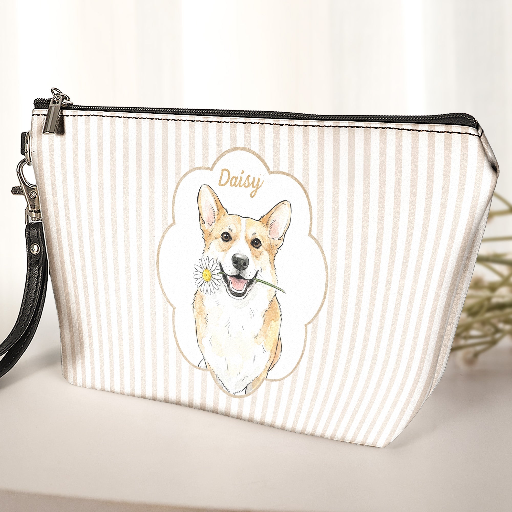 Custom-Pet-Portrait-Watercolor-Bag-Striped-Pattern-Personalized-Cosmetic-Bag-3