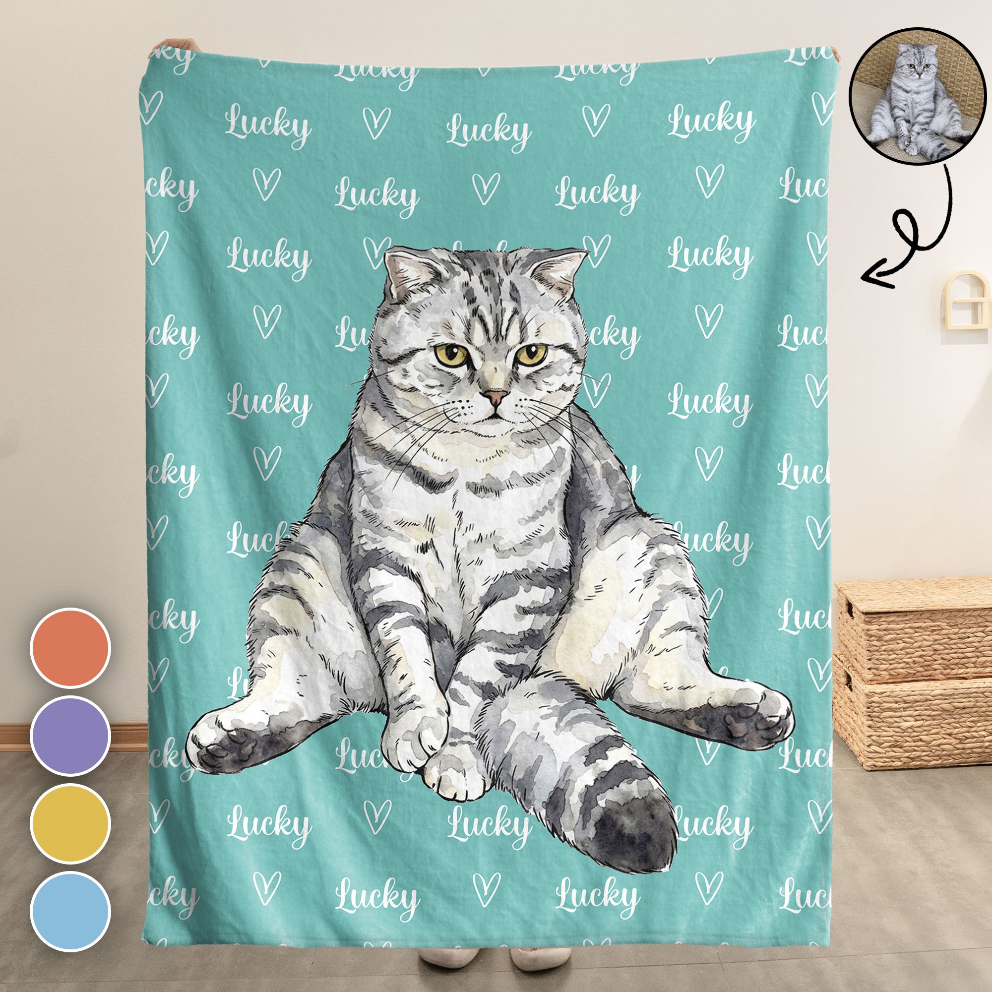 Custom-Pet-Portrait-Watercolor-Custom-Name-Blanket-Personalized-Blanket-0