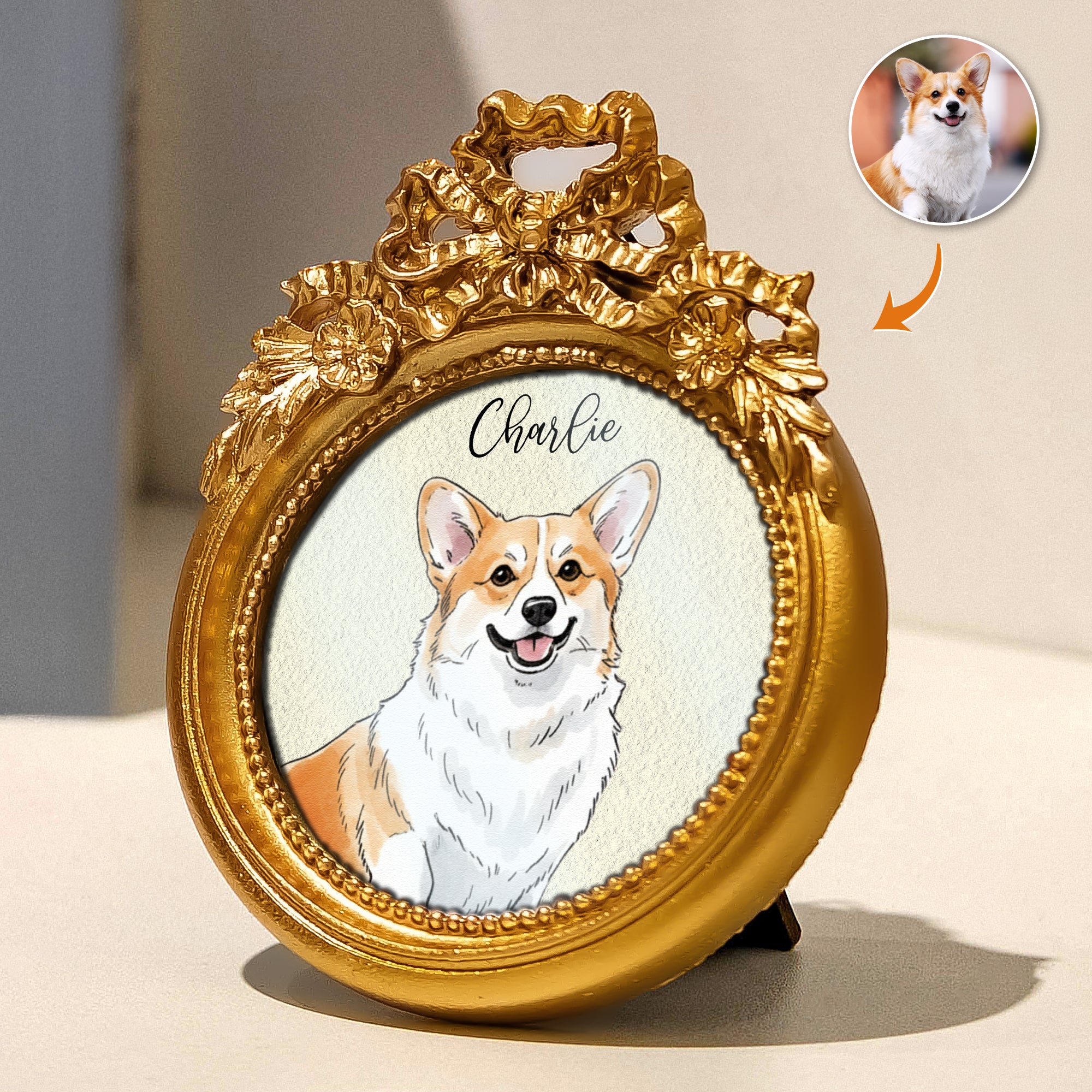 Custom-Pet-Portrait-Watercolor-Gift-For-Dog-Lovers,-Cat-Lovers-Personalized-Photo-Frame-1