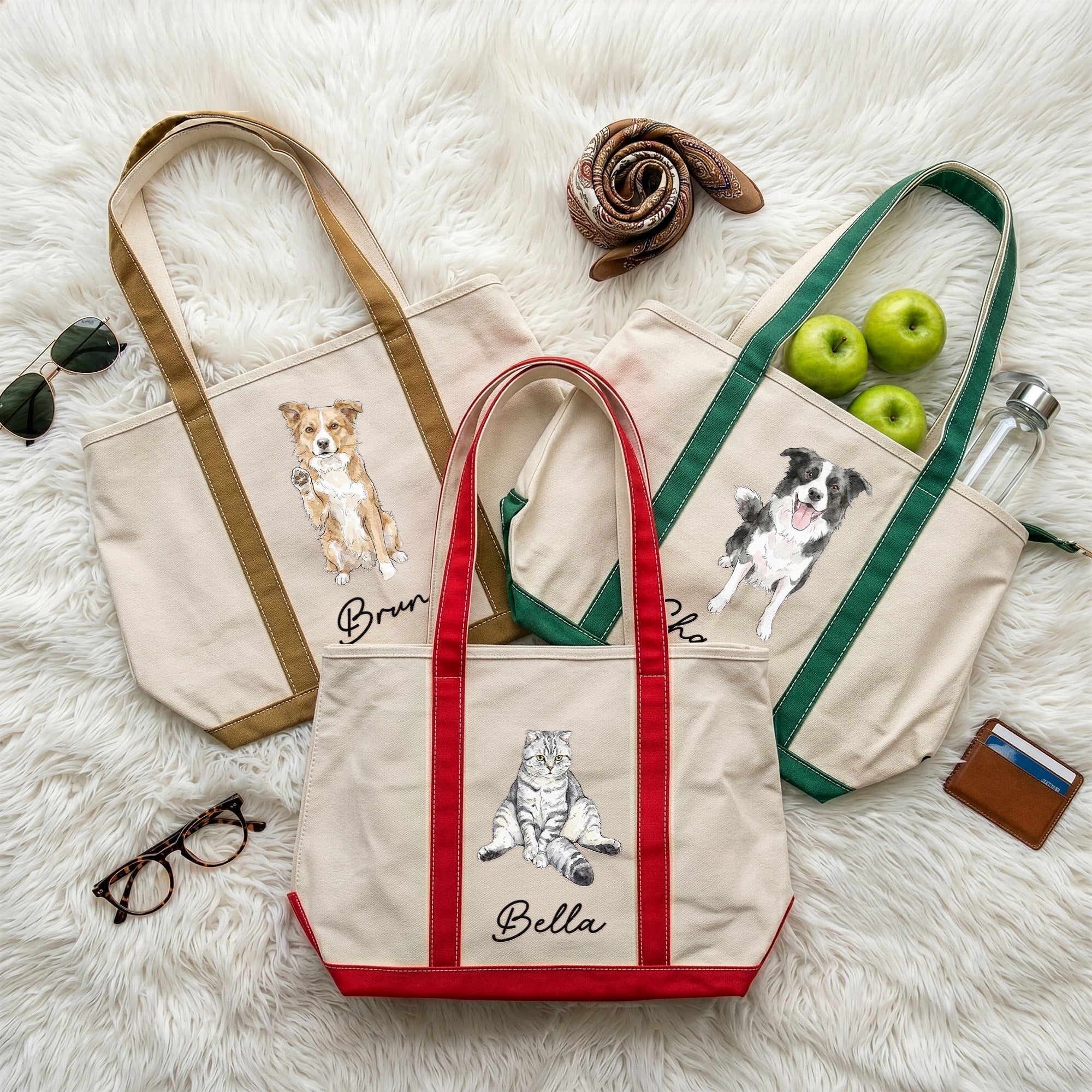 Custom-Pet-Portrait-Watercolor-Gift-For-Dog-Mom-Cat-Mom-Personalized-Tote-Bag-3