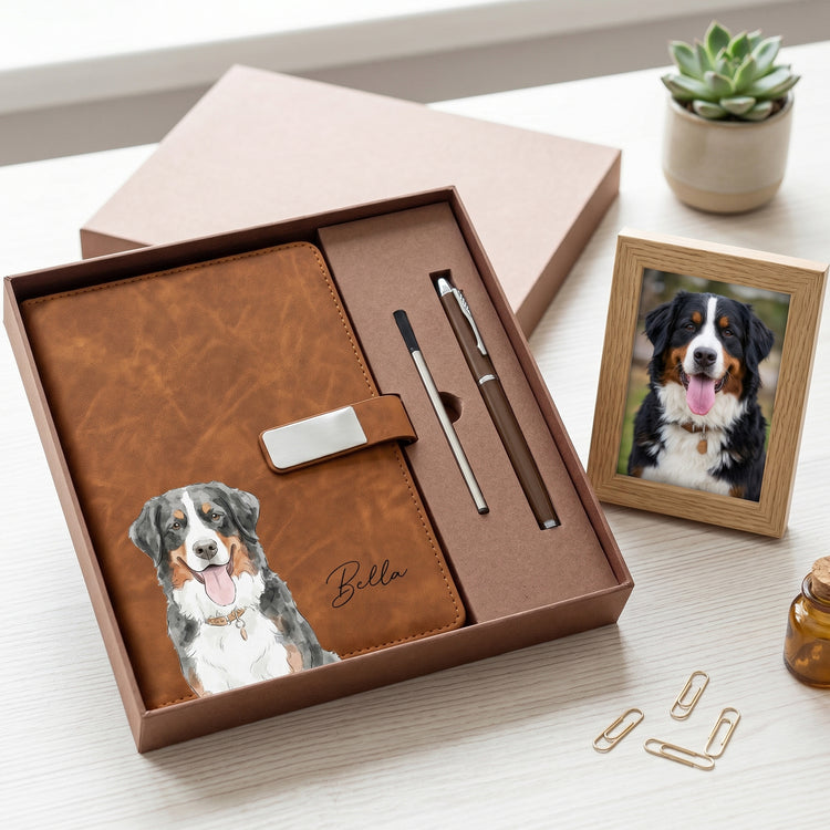 Custom-Pet-Portrait-Watercolor-Gift-For-Pet-Lovers-Personalized-Notebook-Set-1