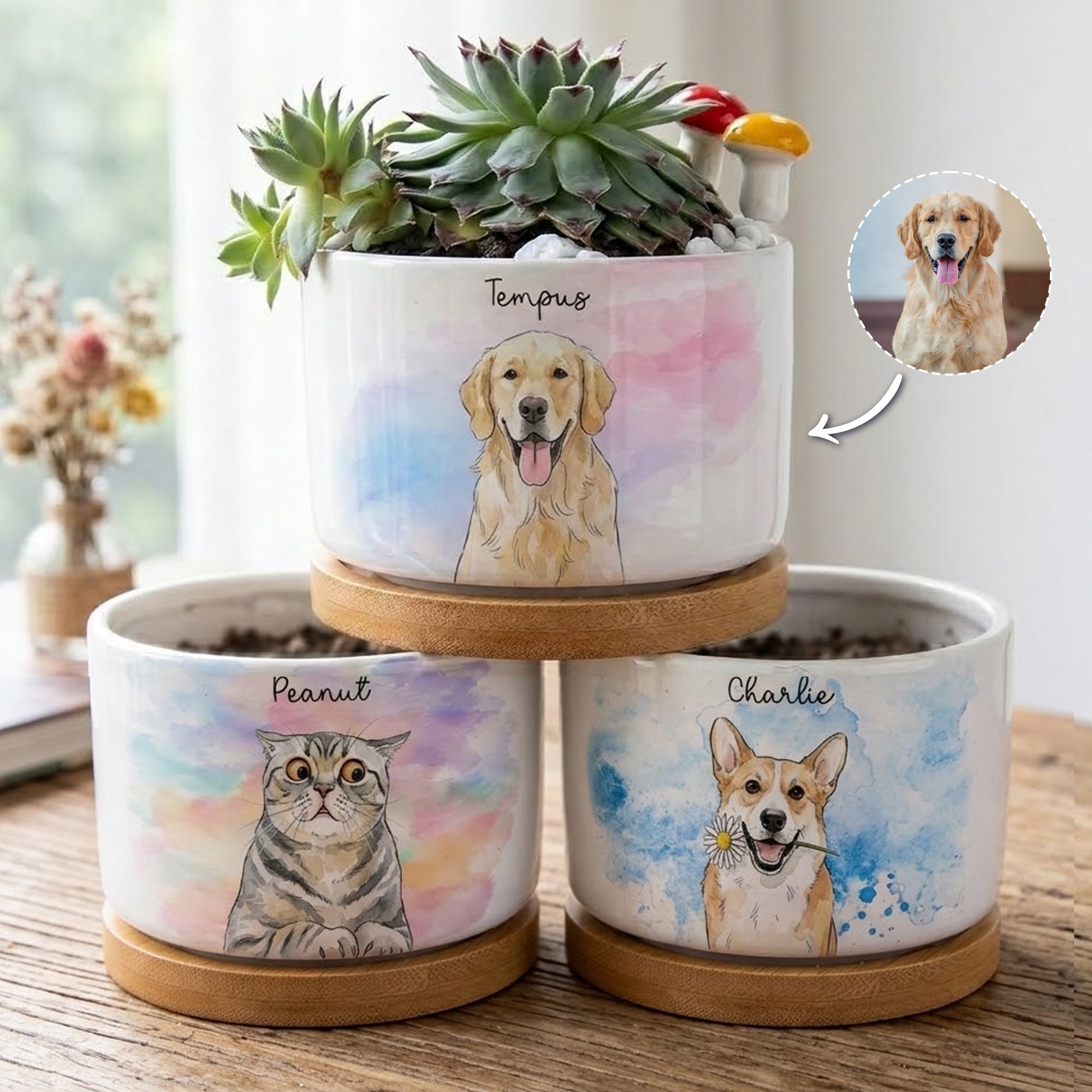 Custom-Pet-Portrait-Watercolor-Loss-Of-Pet-Gift-Personalized-Plant-Pot-1
