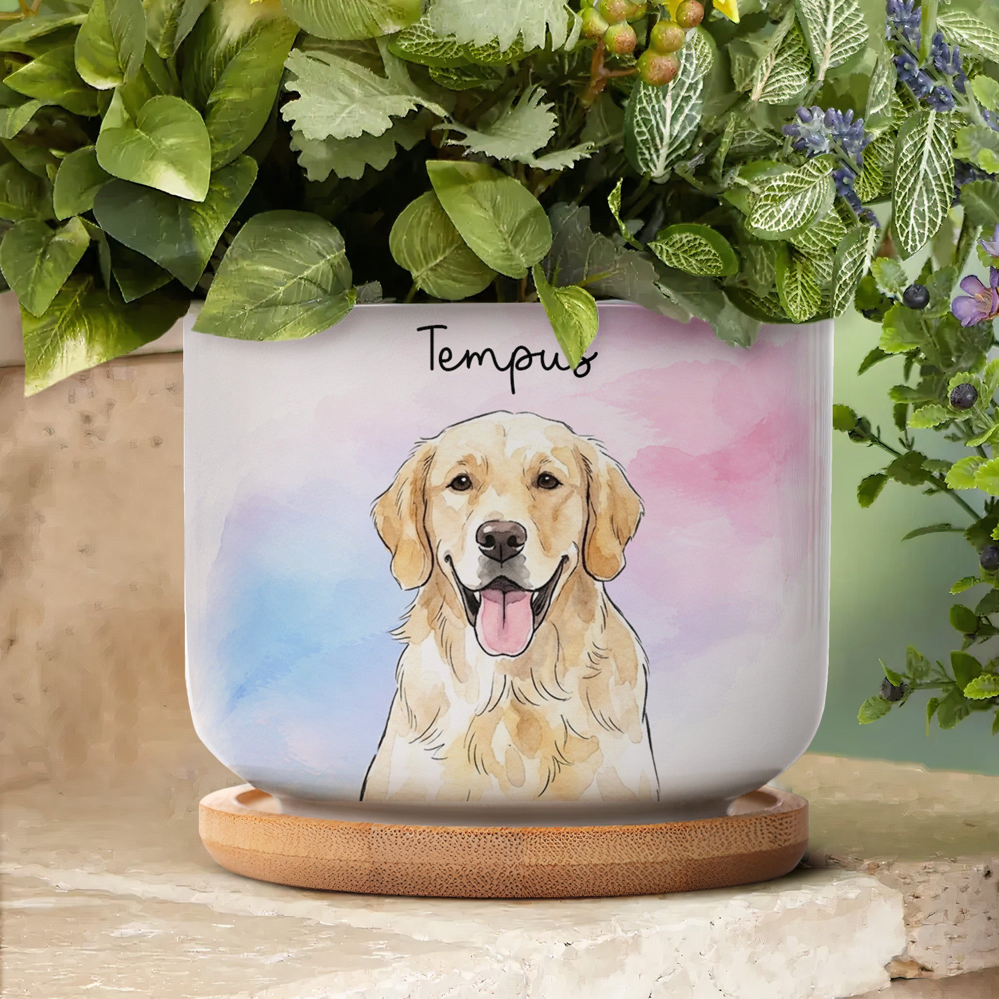Custom-Pet-Portrait-Watercolor-Loss-Of-Pet-Gift-Personalized-Plant-Pot-5