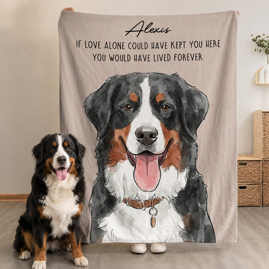 Custom-Pet-Portrait-Watercolor-Memorial-Blanket-Personalized-Blanket-1