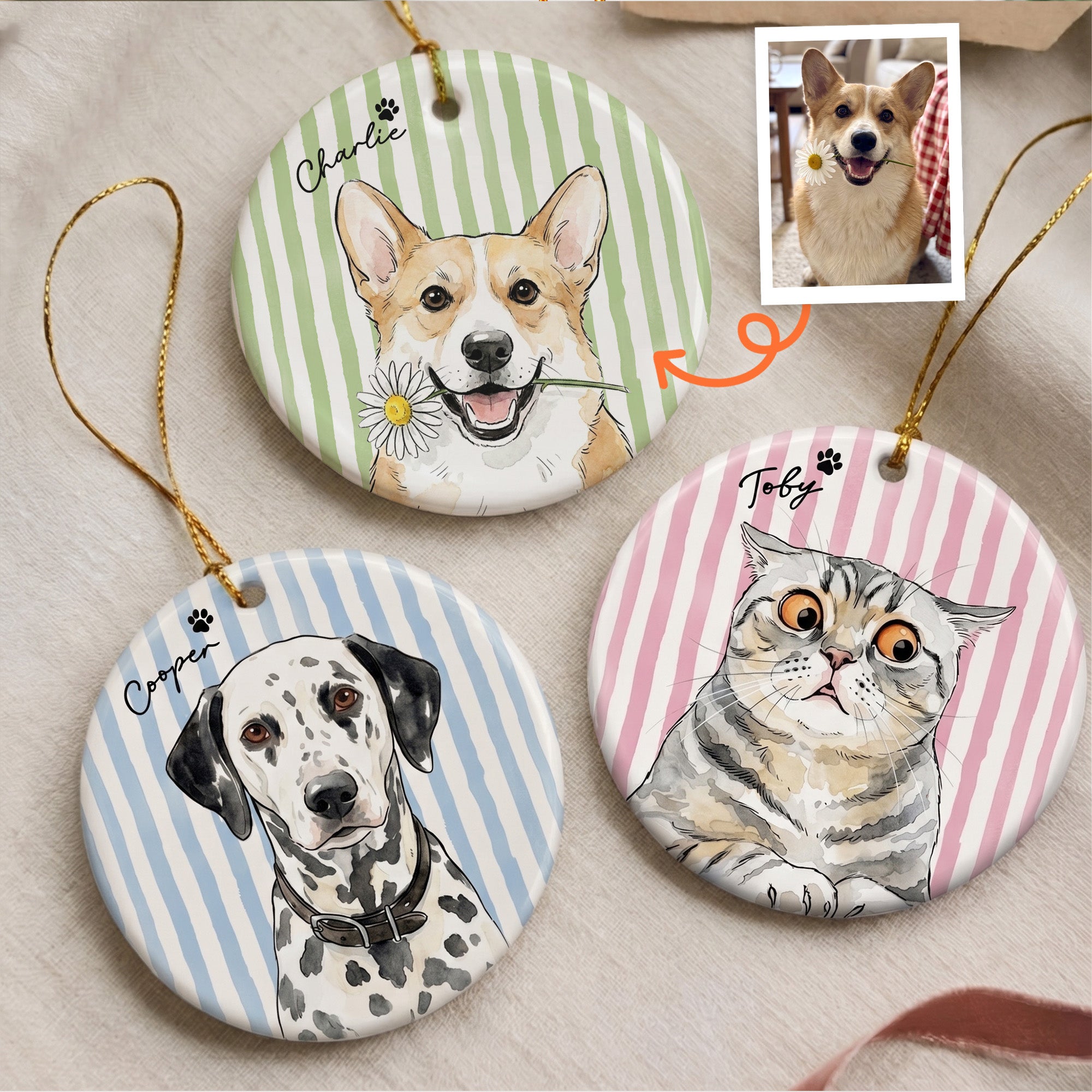 Custom-Pet-Portrait-Watercolor-Ornament-Gift-For-Pet-Lovers-Pet-Loss-Gifts-Personalized-Ornament-1
