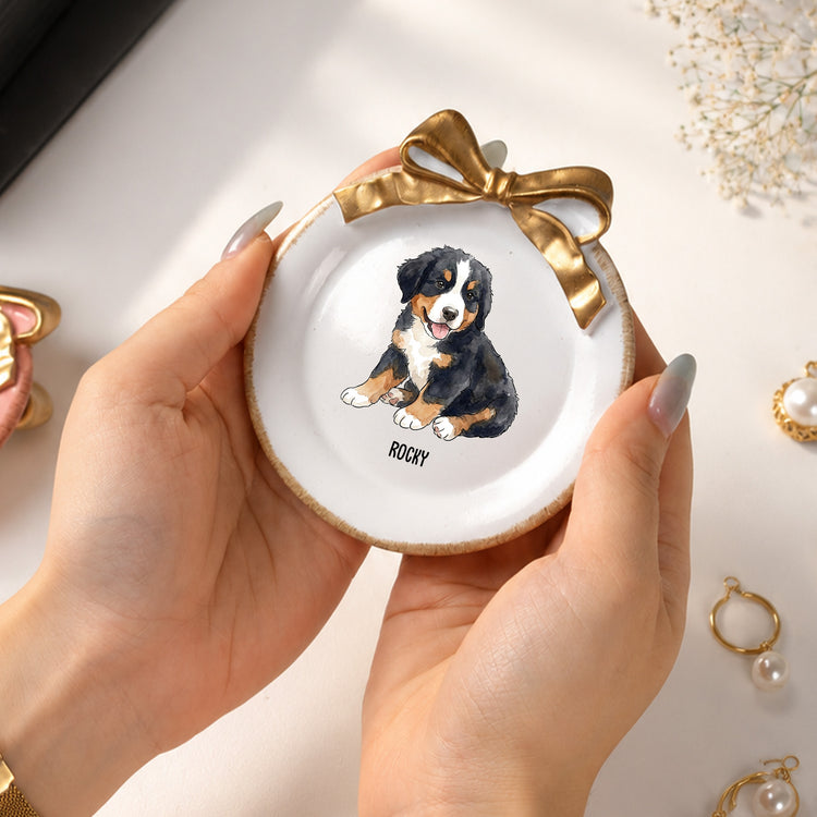 Custom-Pet-Portrait-Watercolor-Ring-Dish-With-Bow-Personalized-Jewelry-Dish-3