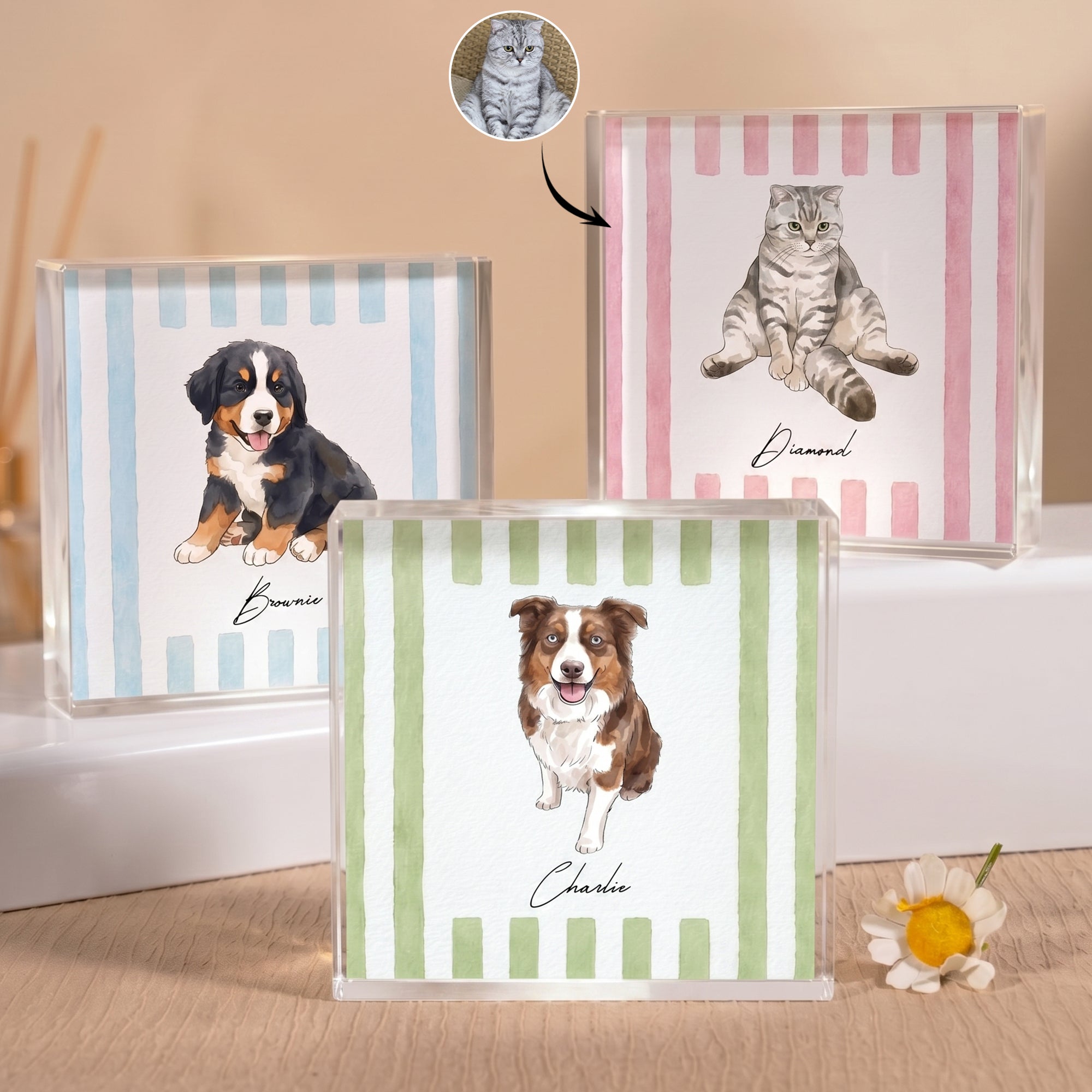 Custom-Pet-Portrait-Watercolor-Striped-Pattern-Personalized-Acrylic-Plaque-1