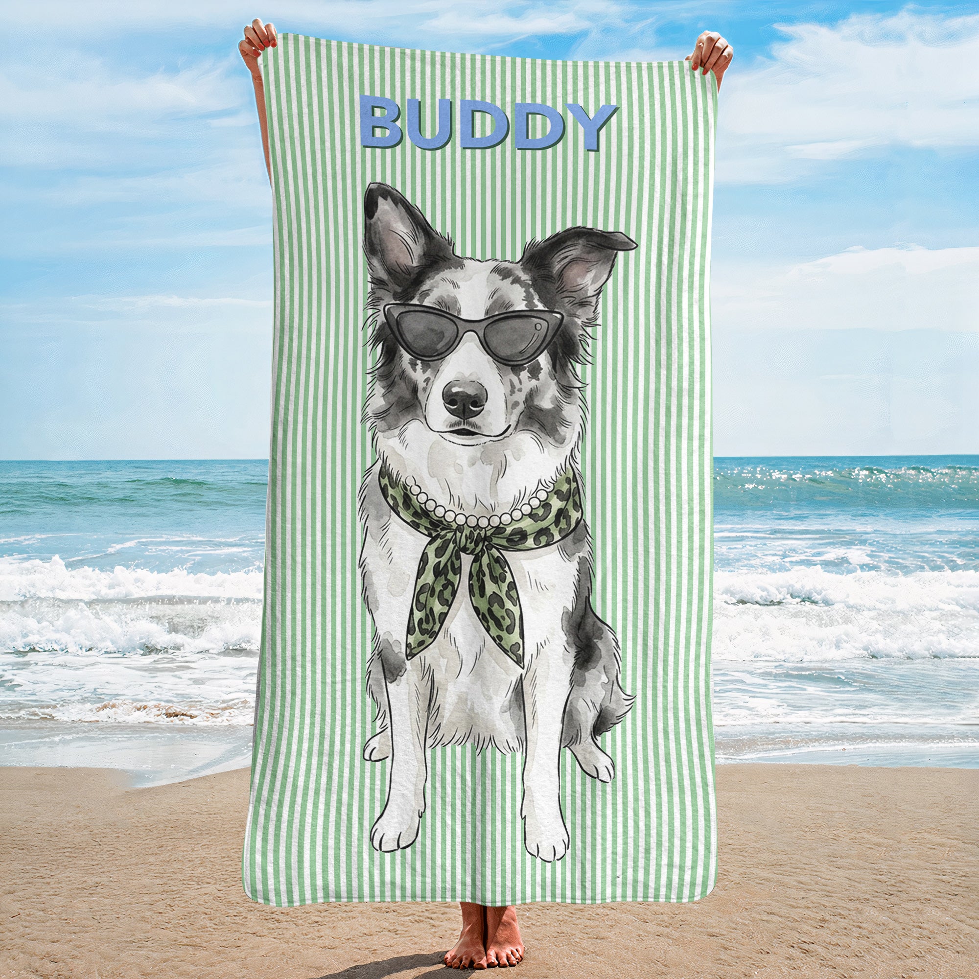 Custom-Pet-Portrait-Watercolor-Striped-Pattern-Summer-Gifts-For-Pet-Lovers-Personalized-Beach-Towel-2