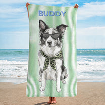 Custom-Pet-Portrait-Watercolor-Striped-Pattern-Summer-Gifts-For-Pet-Lovers-Personalized-Beach-Towel-2