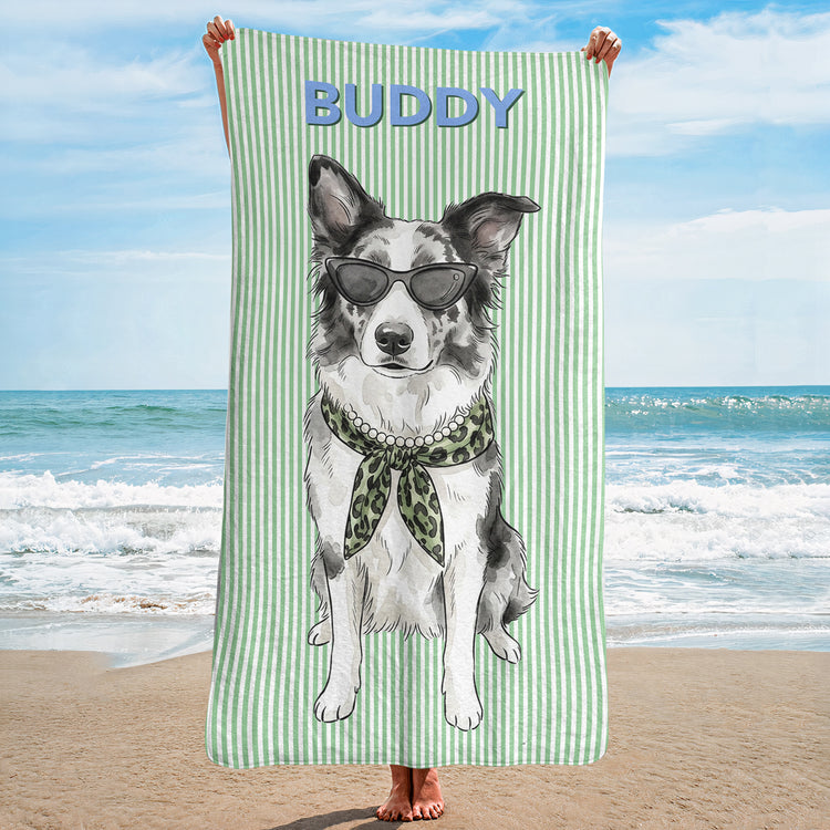 Custom-Pet-Portrait-Watercolor-Striped-Pattern-Summer-Gifts-For-Pet-Lovers-Personalized-Beach-Towel-2