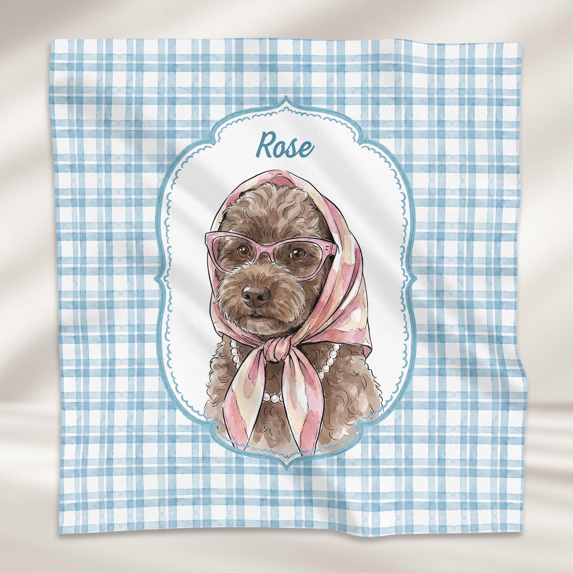 Custom-Pet-Portrait-Watercolor-Striped-Patterns-Personalized-Satin-Scarf-2
