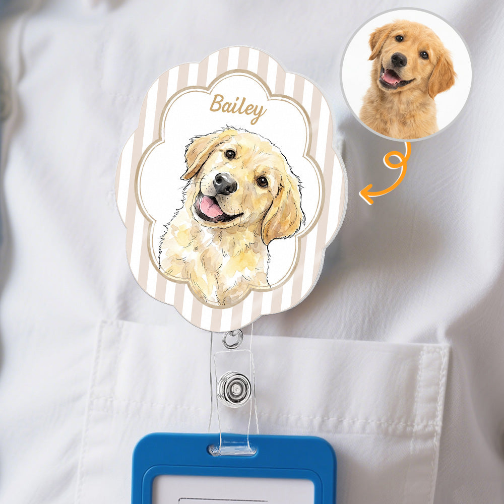 Custom-Pet-Portrait-Watercolor-Style-Personalized-Acrylic-Badge-Reel-1