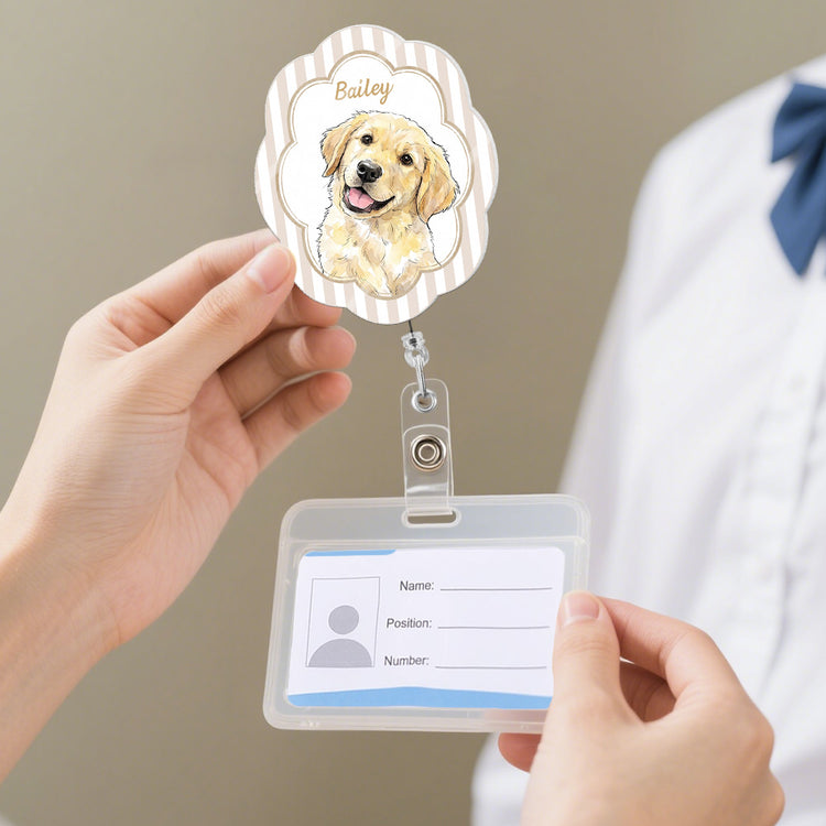 Custom-Pet-Portrait-Watercolor-Style-Personalized-Acrylic-Badge-Reel-2