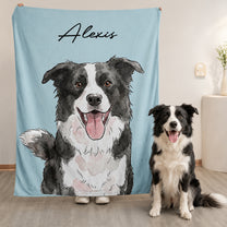 Custom-Pet-Portrait-Watercolor-Style-Personalized-Blanket-1