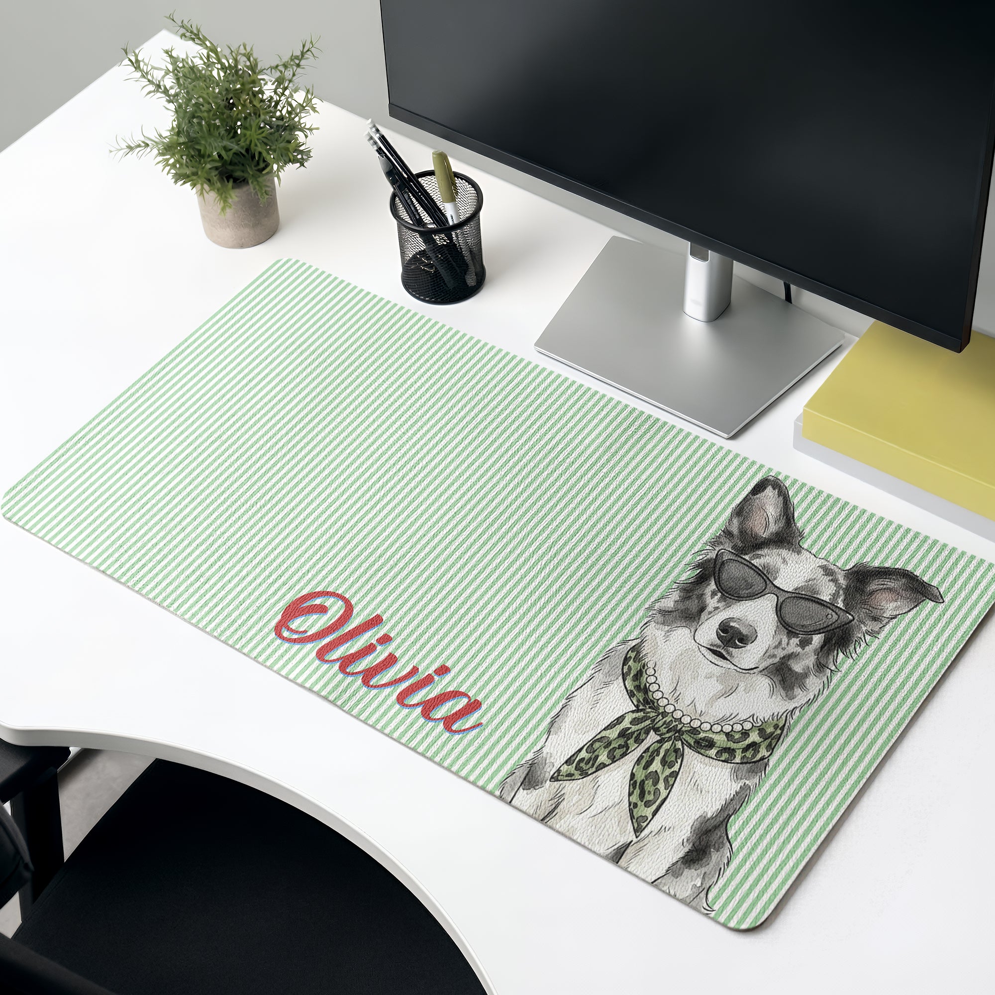 Custom-Pet-Portrait-Watercolor-Style-Striped-Pattern-Colorful-Personalized-Desk-Mat-3