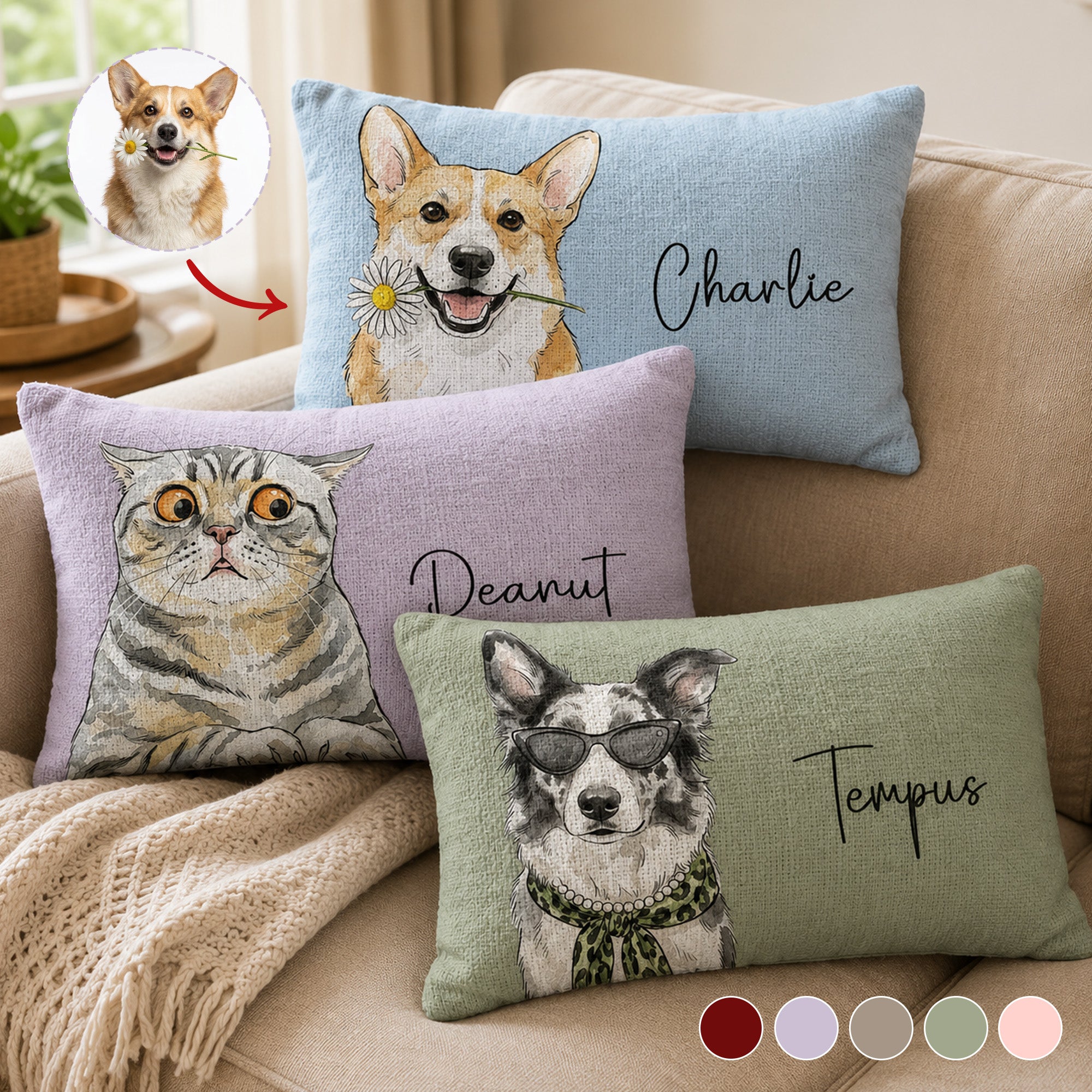 Custom-Pet-Portrait-Watercolor-Woven-Pillow-Personalized-Pillow-Cover-1