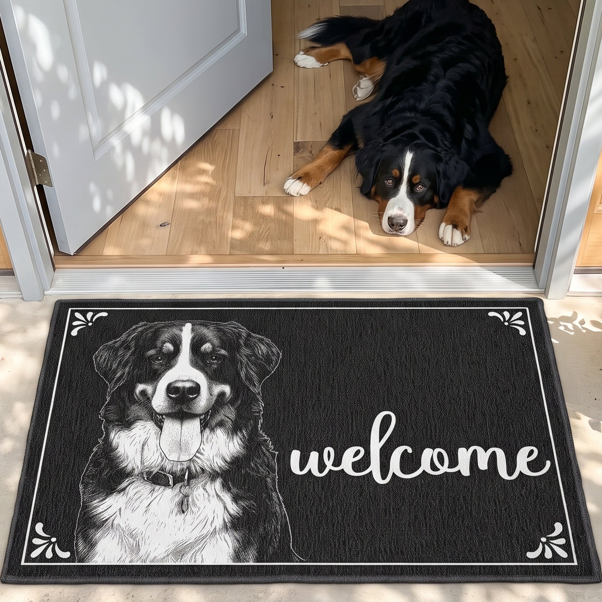 Custom-Pet-Portrait-Welcome-Home-Sketch-Line-Art-Style-Personalized-Doormat-1