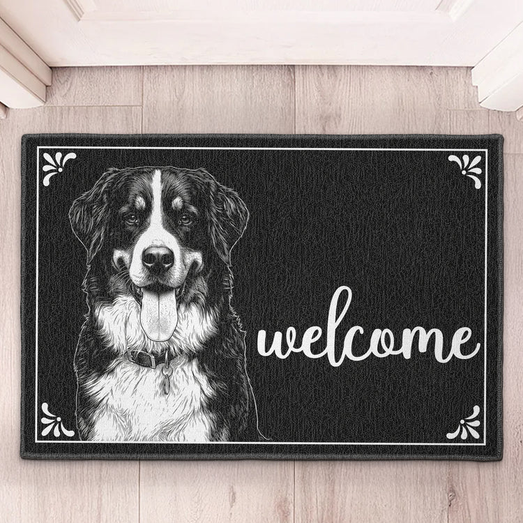 Custom-Pet-Portrait-Welcome-Home-Sketch-Line-Art-Style-Personalized-Doormat-2